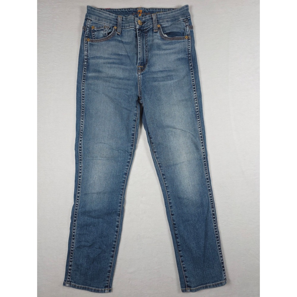 7 For All Mankind Cropped High Waist Vintage Straight Jeans Women's 25 Stretch